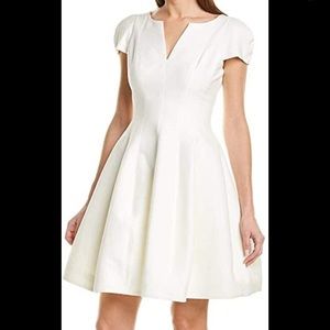 GORGEOUS Halston Heritage Off White Cotton and Silk Dress- Tulip Skirt NWT- 12